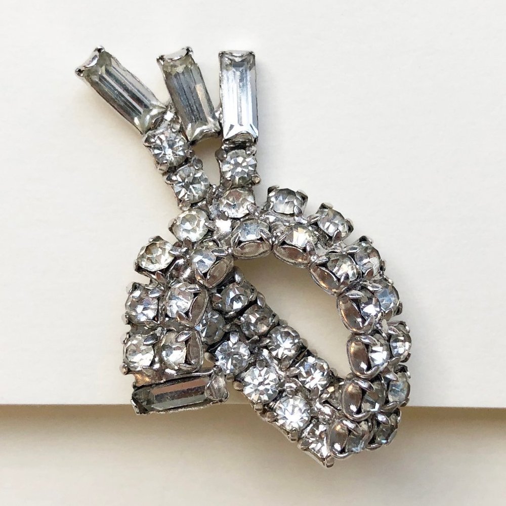 Statement one single earring clip on, clear rhinestone non pierced stud earring